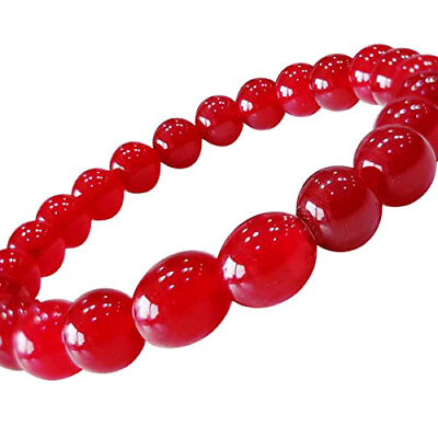 #ad 100% Natural Red Onyx Bracelet 8mm Round Wholesale Lot Gemstones Beads Jewellery