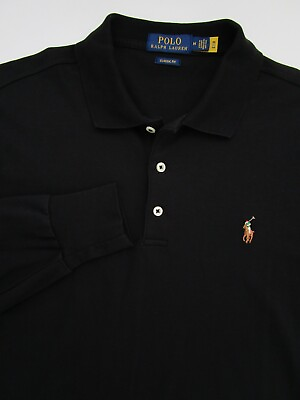 #ad Mens Medium Polo Ralph Lauren Interlock Soft Touch black long sleeve shirt