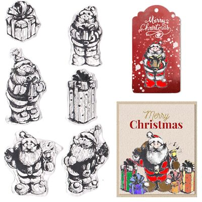 #ad Christmas Santa Claus Clear Stamps for Card Making Xmas Clear Rubber Stamps C...