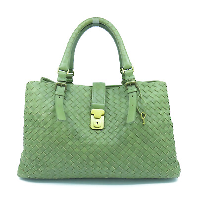 #ad BOTTEGA VENETA BV GHW Handbag 171265 Lambskin Leather Green