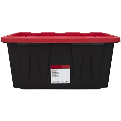 #ad 27 Gallon Snap Lid Plastic Storage Tote Box Stackable Storage Bin Container