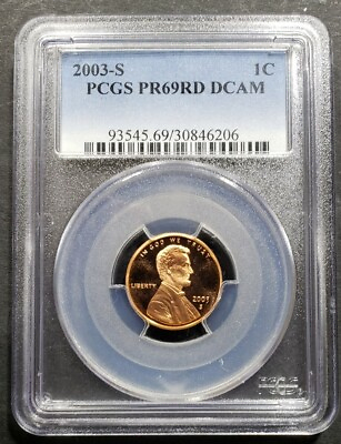 #ad 2003 S Proof Lincoln Memorial Cent PCGS PR 69 RD DCAM Red Deep Cameo