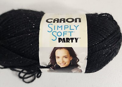 #ad Caron Simply Soft Party Yarn Sparkle Black Acrylic Metallic Polyester Skein