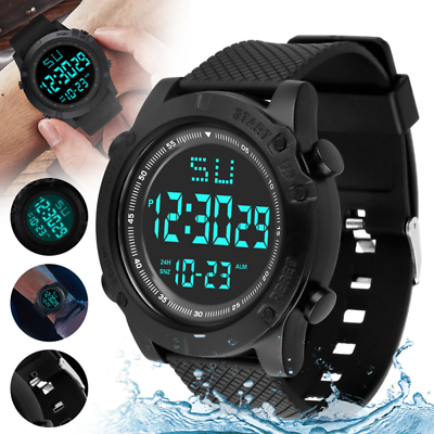 #ad Shockproof Men#x27;s Watch Sports Digital Watch Tactical LED Backlight Wristwatch