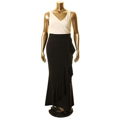 #ad LAUREN RALPH LAUREN NEW Women#x27;s Ruffled Color block Evening Gown Dress 12 TEDO