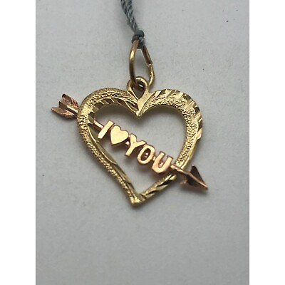#ad 14K Yellow and Rose Gold Bi Color I Love You Pendant