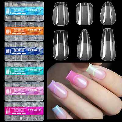 #ad 600PCS Nail Polish without Cutting Semi Frosted Scratch Free False Nail Tips