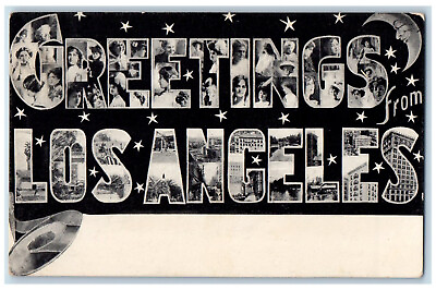 #ad c1905 Greetings From Los Angeles California CA Large Letter Antique Postcard