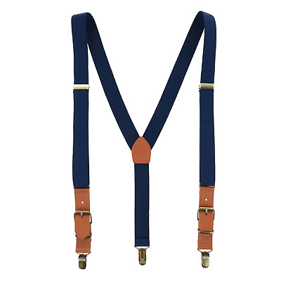 #ad New CTM Men#x27;s 1 Inch Wide Suspender with Faux Leather Buckle and Clip Ends $13.94