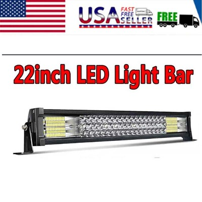 #ad 22quot; inch LED Light Bar Spot Flood Tri Row Work Light For Truck Off road Pickup
