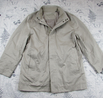 #ad New $185 Talbots Mens Spring mid weight khaki Wind Water Resistant Jacket size L