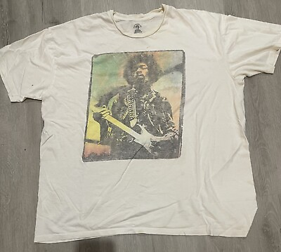 #ad Authentic Vintage Hendrix White Jimi Hendrix T shirt Size 2XL Men#x27;s. RARE