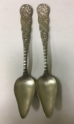 #ad Antique Spoon US Collectible 2 Royal Pattern 1890 Grapefruit Spoons 5.7 8”