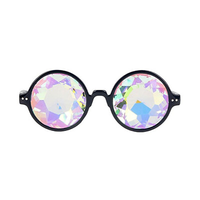 #ad Kaleidoscope Trippy Glasses Sunglasses Rainbow Rave Prisma Diffraction Black