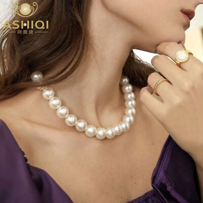 #ad Natural Freshwater Pearl Necklace for Women Personality White Jewelry Choker