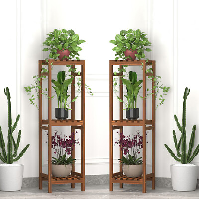 #ad Wood DIY Plant Plant Shelf 8 Tiered Flower Pot Stand Holder Multi Tier Flower