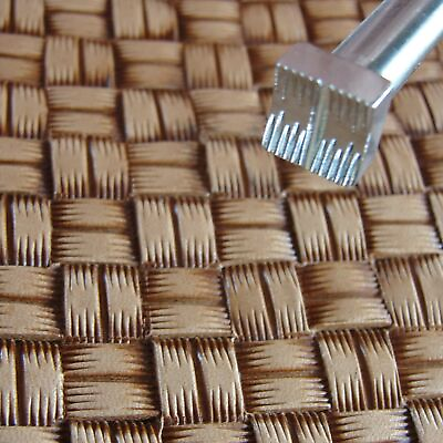 #ad Square Basket Weave Leather Stamp Stainless Steel Leather Stamping Tool