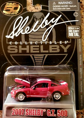 #ad 50 YEARS SHELBY COLLECTIBLES 2007 SHELBY G.T.500 RED WITH WHITE STRIPES