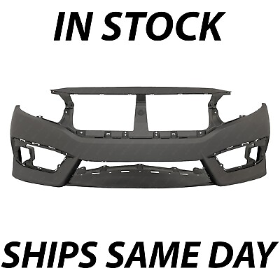 #ad NEW Primered Front Bumper Cover for 2016 2018 Honda Civic Coupe Sedan 16 18