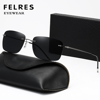 #ad #ad Rimless Titanium Alloy Lightweight Polarized Sunglasses For Men Sunshade Eyewear