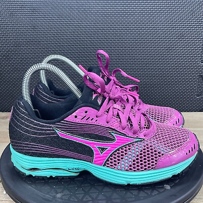 #ad Mizuno Wave Sayonara 3 Womens Sz 6.5 Black Purple Teal Athletic Running Shoes