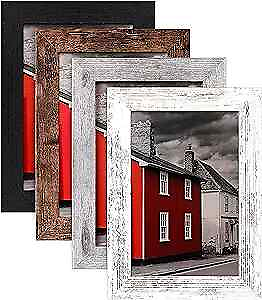 #ad Picture Frame Set of 4 Wood Farmhouse Style Frames Display Pictures 4x6