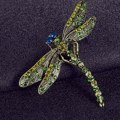 #ad Women Brooch Vintage Retro Crystal Dragonfly Pin Insects Accessory Jewelry 153AU