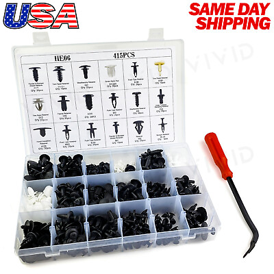 #ad 415pc Plastic Rivets Fastener Fender Bumper Push Clips Removal Tool for GM GMC