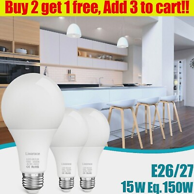 #ad 15W Equivalent 150W LED Light Bulbs Energy Saving White 6500k E26amp;E27 In Outdoor $9.95