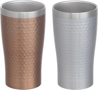 #ad Maebata Pair Metal Thermo Tumbler Bronze amp; Silver 340ml Stainless Steel 29827