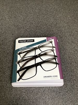 #ad Design Optics Cole Classic Full Rim Rectangular Reading Glasses 3Pack 1.50 M43E