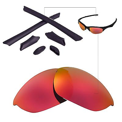#ad New WL Polarized Fire Red Lenses And Black Rubber Kit For Oakley Half Jacket
