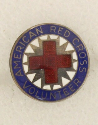 #ad Red Cross: Volunteer Services Production lapel pin WWII era Sterling