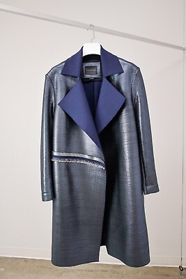 #ad Marie Saint Pierre Blue Metallic Coat size L