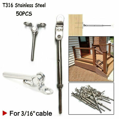 #ad US 180° Adjustable T316 Stainless Steel Deck For 3 16#x27;#x27; Cable Railing 50 Pack