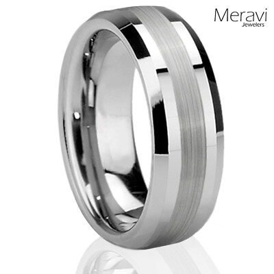 #ad 🔥 Mens Rings Brushed Two Tone Silver Ring Tungsten Rings for Men Wedding Bands