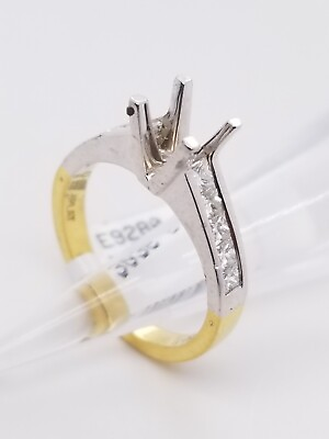 #ad Engagement Diamond Ring Setting w o Main Stone Platinum amp; 18K Gold 6.3gr sz 6.5