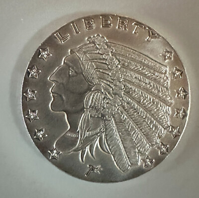 #ad 1 4 oz .999 Silver Round Incuse Indian