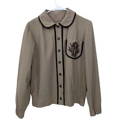 #ad Vintage Jack Frost Woolen Wear Utah 1940#x27;s 1950#x27;s Size M? Brown Collared Jacket