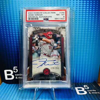 #ad 2022 Topps Museum Collection Jesse Winker Archival Auto 229 250 Reds PSA 8