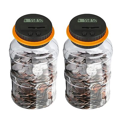 #ad 2 Pack Digital Coin Counter Banks for Saving Money Coin Counting Piggy Bank