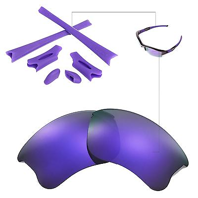 #ad New Walleva Polarized Purple Lenses And Rubber Kit For Oakley Flak Jacket XLJ
