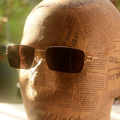 #ad Men#x27;s Titanium brown polarized Sunglasses retro mens brown rectangle sunglasses