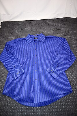 #ad Arrow Dress Button Up Shirt Men#x27;s Size Neck 17.5 Length 34 35 Blue Stripe Fitted