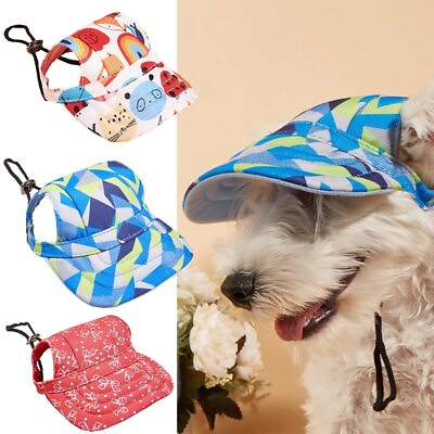 #ad New Summer Pet Sun Hat Denim Print Pet Hat Sunshade Baseball Cap Tongue Hat