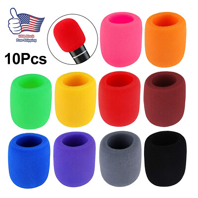 #ad 10 Pack Thick Handheld Stage Microphone Windscreen Foam Cover Karaoke 10 Color