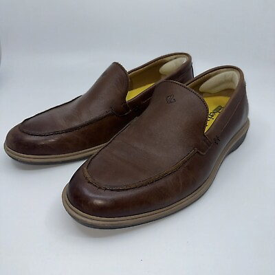#ad Amberjack Men#x27;s 10M Handmade Brown Leather Slip On Loafers PO23 02