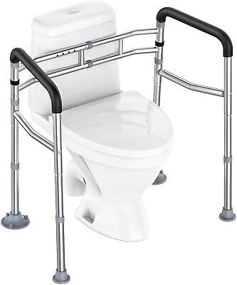 #ad Stainless Steel Toilet Safety Rail 350lbs Safety Frame for Toilet Adjustable