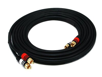#ad Monoprice 12ft Premium 2 RCA Plug 2 RCA Plug M M 22AWG Cable Black