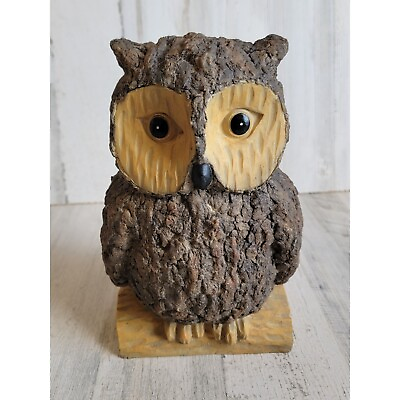 #ad Owl tree bark texture animal figure home decor bird